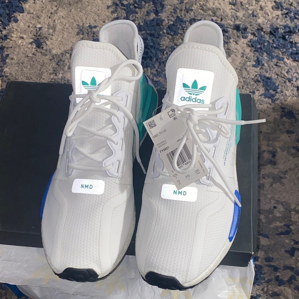 Adidas NMD Men's White and Blue Sneakers